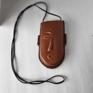 Brown Leather Face Crossbody Bag